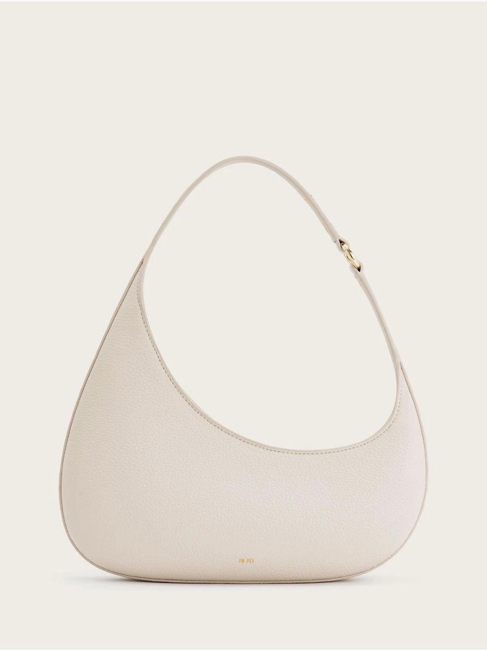 Minimal Crescent Shoulder Bag in Cream